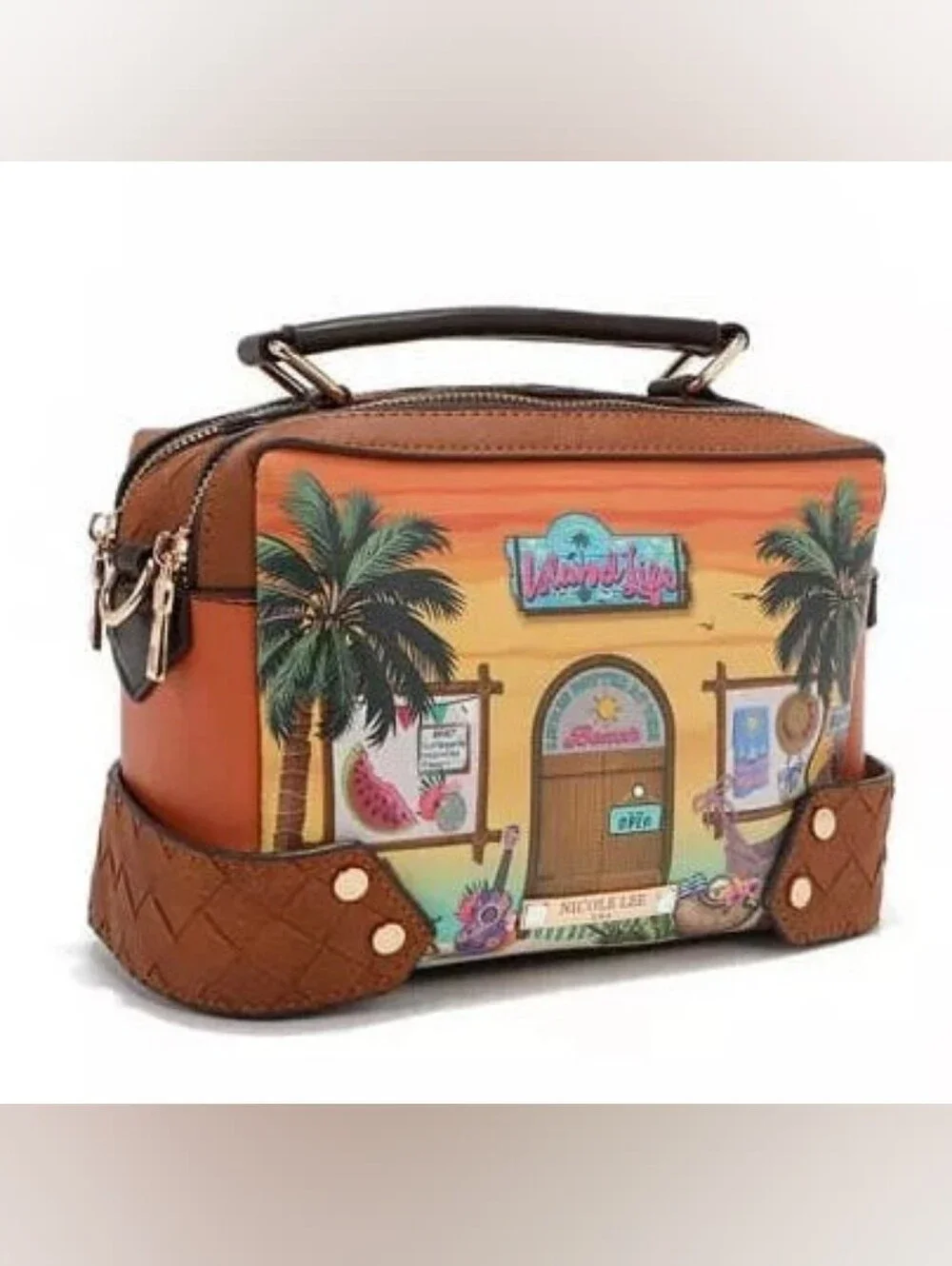 Nicole Lee 3 Piece Set Sun and Sand Matching Wallet Crossbody Shoulder Bag Purse